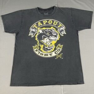 Vintage Y2K TapOut Fight Co Wolf Graphic T-Shirt XL Black